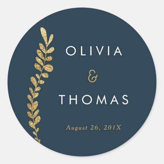 Kleur Bewerkbare Gouden Blad Sticker, Favor Sticke Ronde Sticker (Voorkant)