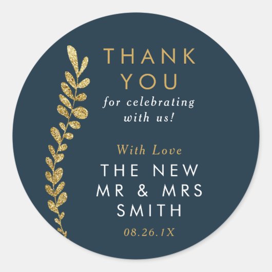 Kleur Bewerkbare Gouden Blad Sticker, Favor Sticke Ronde Sticker (Voorkant)