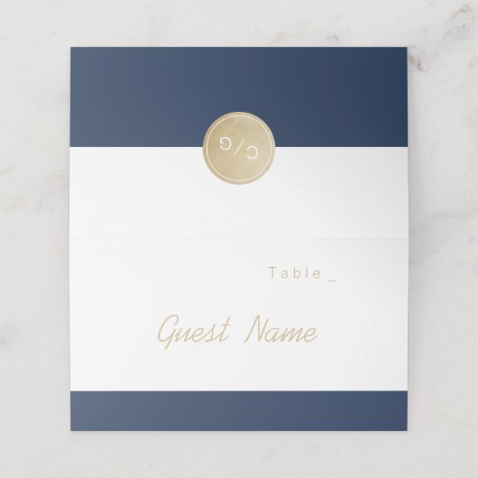 Kleur bewerkbare marine minimalistische moderne pl plaatskaartje (Buitenkant ongevouwen)