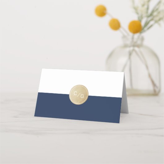 Kleur bewerkbare marine minimalistische moderne pl plaatskaartje (Achterkant)