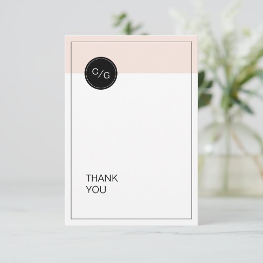 Kleur bewerkbare minimalistische moderne bruiloft  bedankkaart (Staand voorkant)