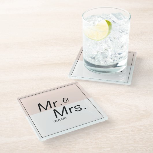 Kleur bewerkbare minimalistische moderne bruiloft  glazen onderzetter (Schuin)