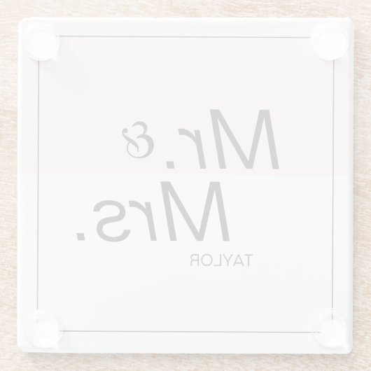 Kleur bewerkbare minimalistische moderne bruiloft glazen onderzetter (Achterkant)