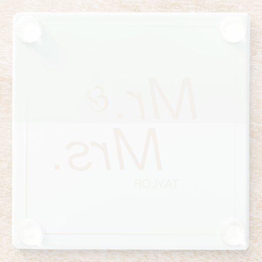 Kleur bewerkbare minimalistische moderne bruiloft  glazen onderzetter (Achterkant)