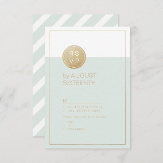 Kleur bewerkbare minimalistische moderne bruiloft RSVP kaartje (Voorkant / Achterkant)