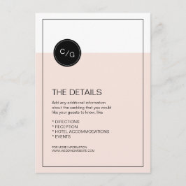 Kleur bewerkbare moderne bruiloft details kaart