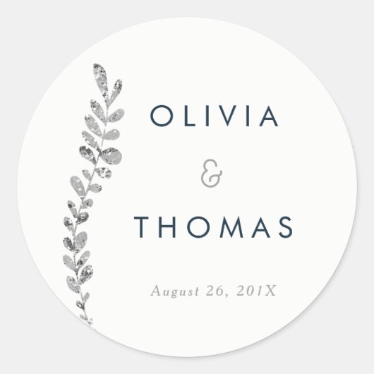 Kleur Bewerkbare Silver Leaf Sticker, Favor Sticke Ronde Sticker (Voorkant)