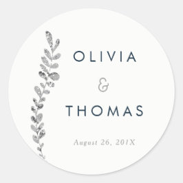 Kleur Bewerkbare Silver Leaf Sticker, Favor Sticke Ronde Sticker