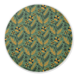 Kleur blauw vintage botanisch patroon keramiek keramische knop