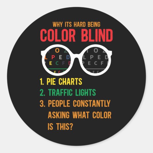 Kleur Blindness Test Oogbril Ronde Sticker (Voorkant)