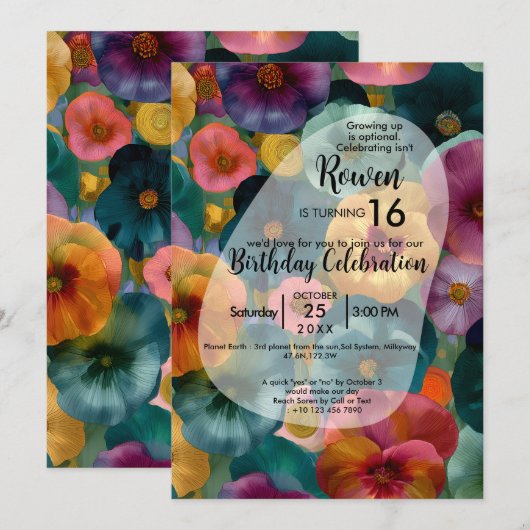 Kleur Bloei | Kleurrijk Bloemendesign Kaart (Voorkant / Achterkant)