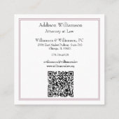 Kleur Blok Advocaat/Advocaat Sjabloon QR Code Vierkante Visitekaartje (Achterkant)