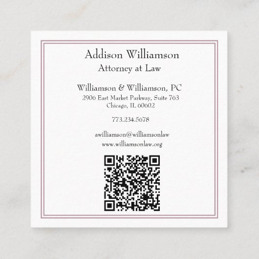 Kleur Blok Advocaat/Advocaat Sjabloon QR Code Vierkante Visitekaartje (Achterkant)