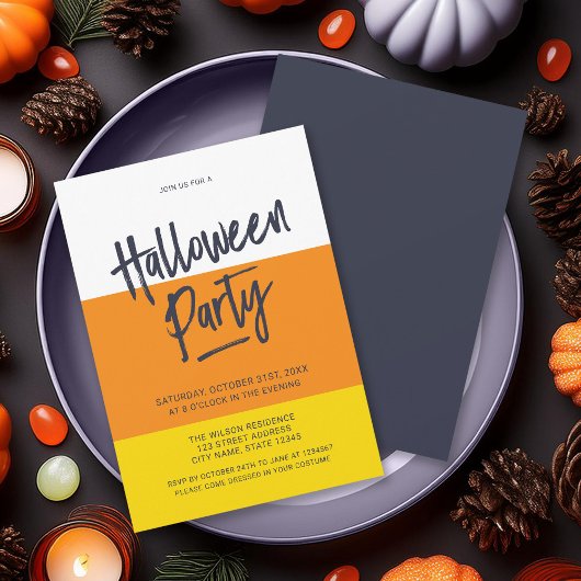 Kleur Blok Candy Corn Halloween Party Uitnodiging