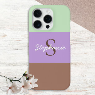 Kleur Blok Chic Taupe Lila Groen Monogram iPhone 16 Pro Hoesje