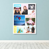 Kleur Blok Familie Liefde 8 Fotocollage Genoemd Canvas Afdruk (Insitu (Houten vloer))