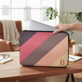 Kleur Blok Geborduurde Laptop Hoes