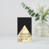 Kleur Blok Goud Zwart Visitekaartje (Staand voorkant)