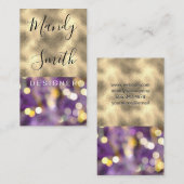 Kleur Blok Gouden Folie | Paarse Bokeh Lights Visitekaartje (Voorkant / Achterkant)
