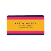 Kleur Blok Levendig Blauw Roze Geel Adres Etiket (Voorkant)