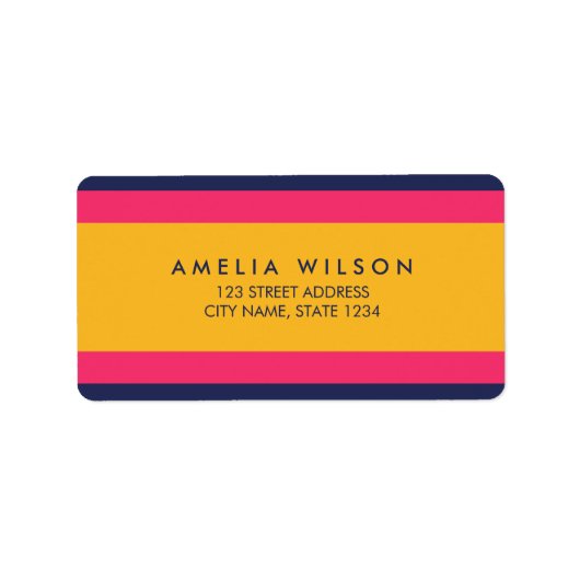 Kleur Blok Levendig Blauw Roze Geel Adres Etiket (Voorkant)