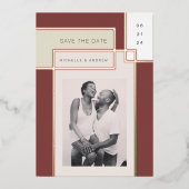 Kleur Blok Mid Century Modern Save the Date Folie Uitnodiging (Voorkant)