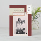 Kleur Blok Mid Century Modern Save the Date Folie Uitnodiging (Staand Voorkant)
