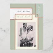 Kleur Blok Mid Century Modern Save the Date Folie Uitnodiging (Voorkant)