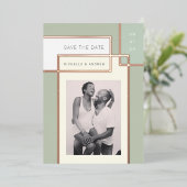 Kleur Blok Mid Century Modern Save the Date Folie Uitnodiging (Staand Voorkant)