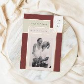 Kleur Blok Mid Century Modern Save the Date Folie Uitnodiging