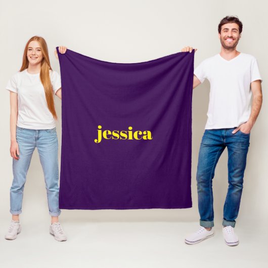 Kleur blok minimalistische aangepaste naam  fleece deken (In situ)