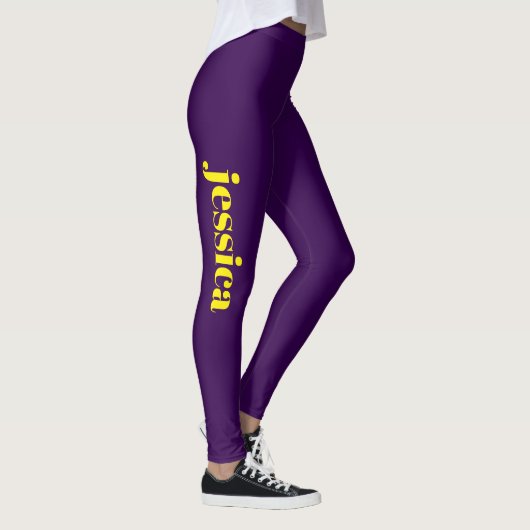 Kleur blok minimalistische aangepaste naam leggings (Rechts)