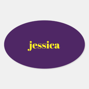 Kleur blok minimalistische aangepaste naam  ovale sticker