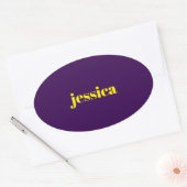 Kleur blok minimalistische aangepaste naam ovale sticker (Envelop)