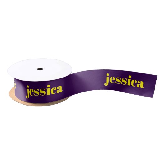 Kleur blok minimalistische aangepaste naam satijnen lint (Spoel)