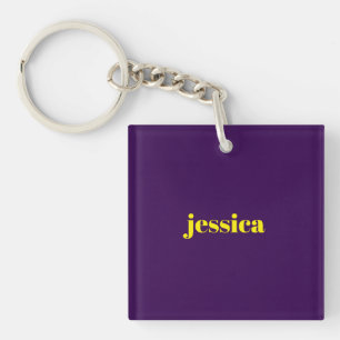 Kleur blok minimalistische aangepaste naam sleutelhanger