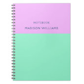 Kleur Blok Naam Pastel Neon Mint en Roze Notitieboek (Voorkant)