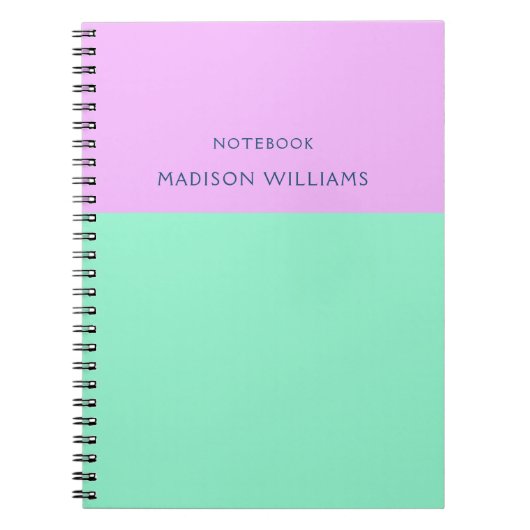 Kleur Blok Naam Pastel Neon Mint en Roze Notitieboek (Voorkant)