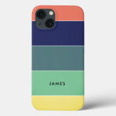 Kleur Blok Naam Retro Strepen Blauw Groen Roze Case-Mate iPhone Case (Achterkant)