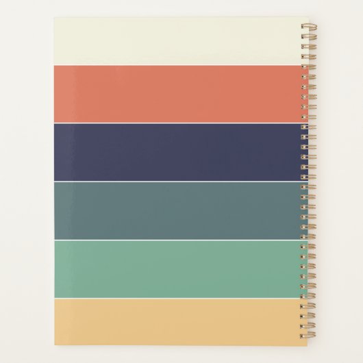 Kleur Blok Naam Retro Strepen Blauw Groen Roze Planner (Achterkant)