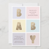 Kleur Blok Pastel Goud Baby shower Invitation Kaart (Voorkant)