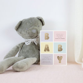 Kleur Blok Pastel Goud Baby shower Invitation Kaart