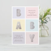 Kleur Blok Pastel Silver Baby shower Invitation (Staand voorkant)