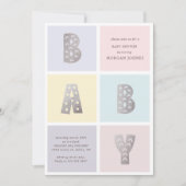 Kleur Blok Pastel Silver Baby shower Invitation Kaart (Voorkant)