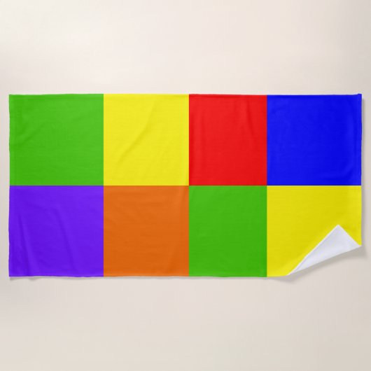 Kleur Blok Rainbow Pride Beach Handdoek (Voorkant)