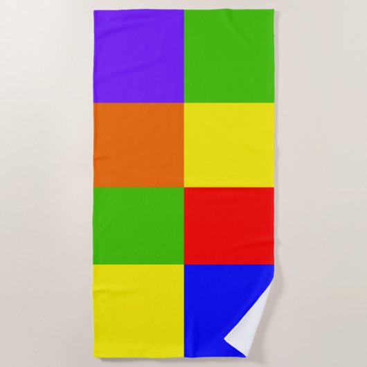 Kleur Blok Rainbow Pride Beach Handdoek (Voorkant)