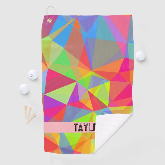 Kleur blok Streep Monogram Naam Regenboog Golfhanddoek (Insitu)
