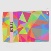 Kleur blok Streep Monogram Naam Regenboog Golfhanddoek (Horizontaal)