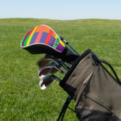 Kleur blok Streep Monogram Naam Regenboog Golfheadcover (Insitu)