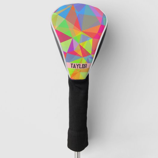Kleur blok Streep Monogram Naam Regenboog Golfheadcover (Voorkant)